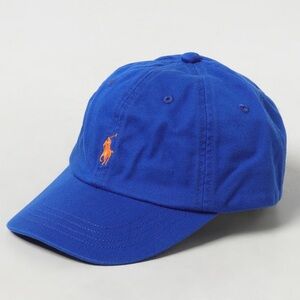 Polo Ralph Lauren Classic Cotton Chino Baseball Cap Blue Orange Logo